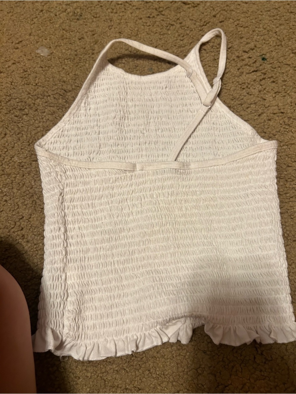 White Ruffled-Hem One-Piece Tank - Picture 3 of 3